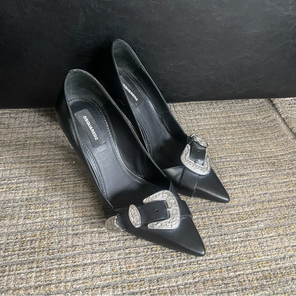 Dsquared2 Western Gothic Indie Sleaze Pointy Leather Heels